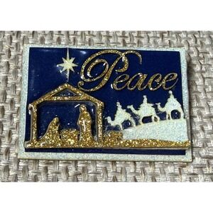 HTF Ultra Rare Lucinda Pin Vtg Peace 3 Kings Nativity Christmas 3D Glitter